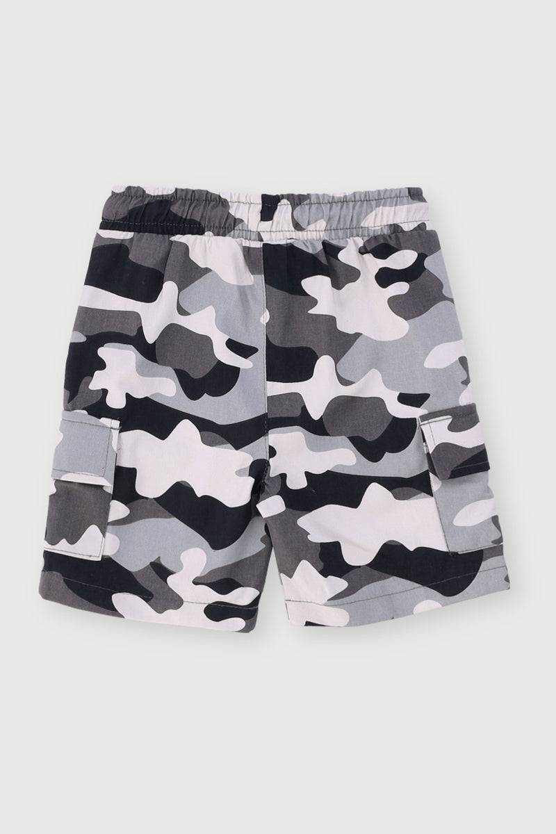 Pre-Boys Cargo Camo Shorts - Grey