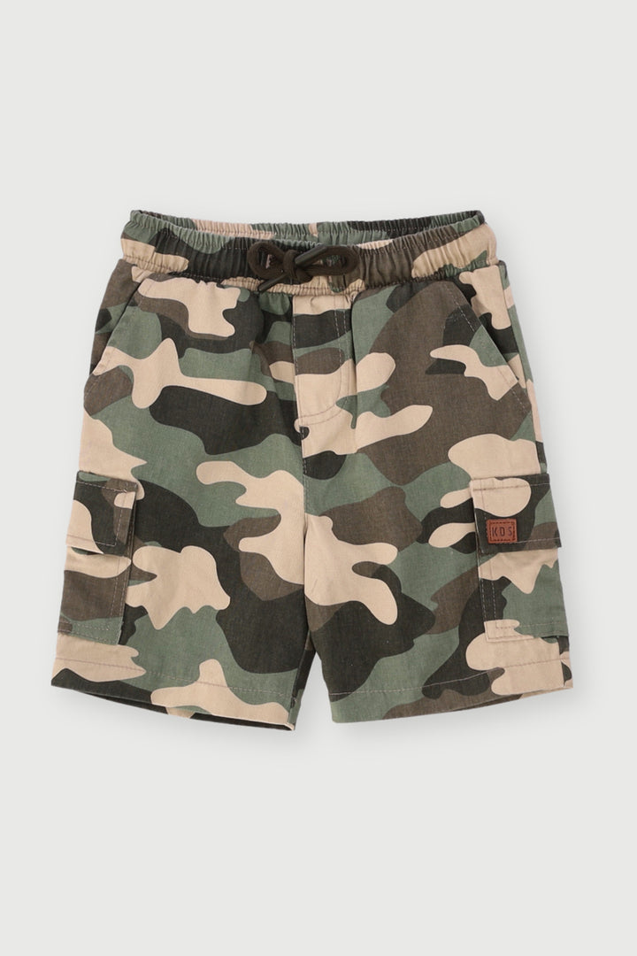Pre-Boys Cargo Camo Shorts - Green