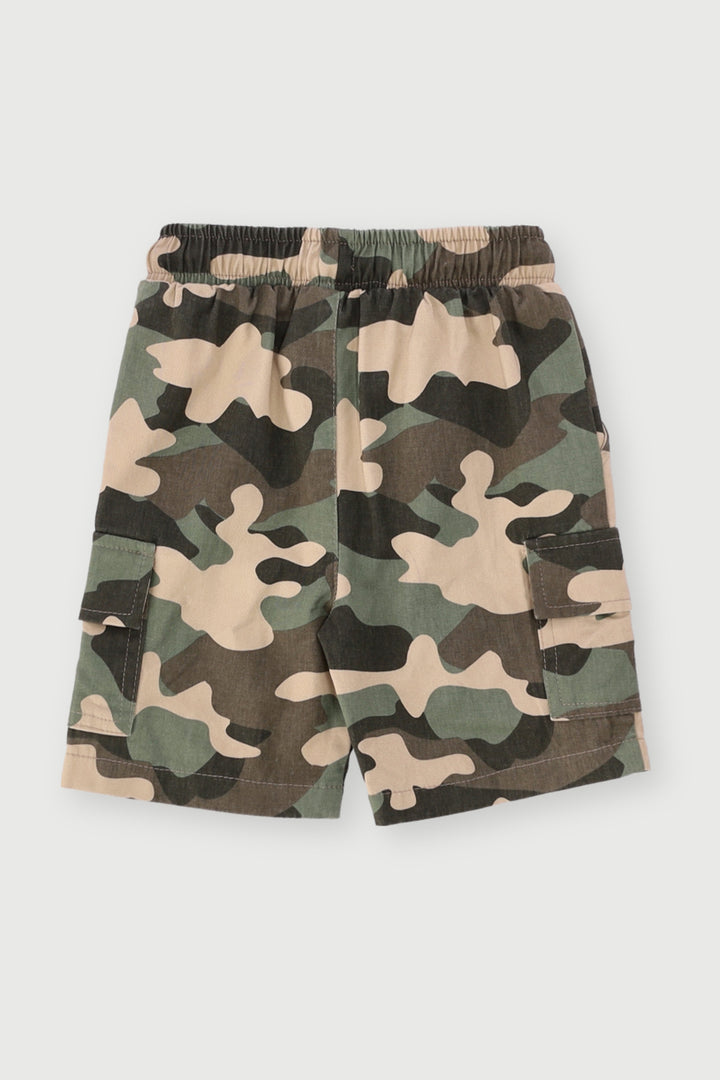 Pre-Boys Cargo Camo Shorts - Green