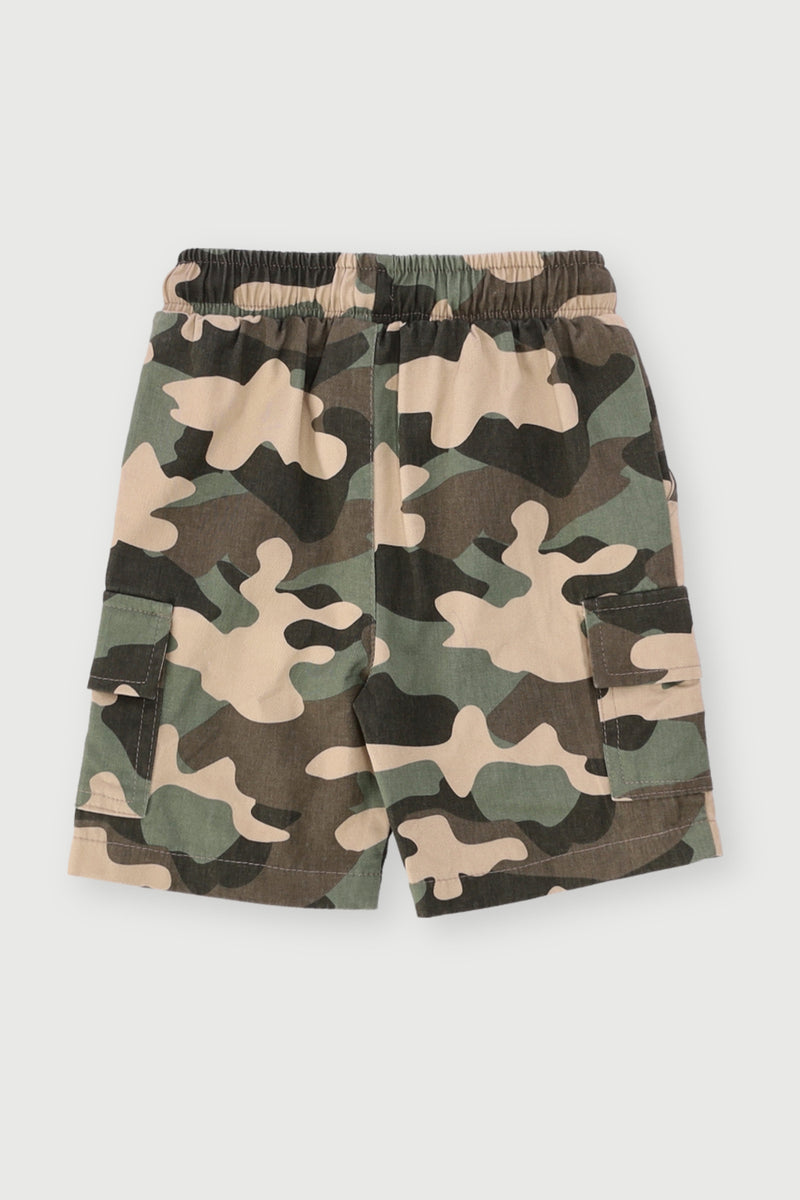 Pre-Boys Cargo Camo Shorts - Green