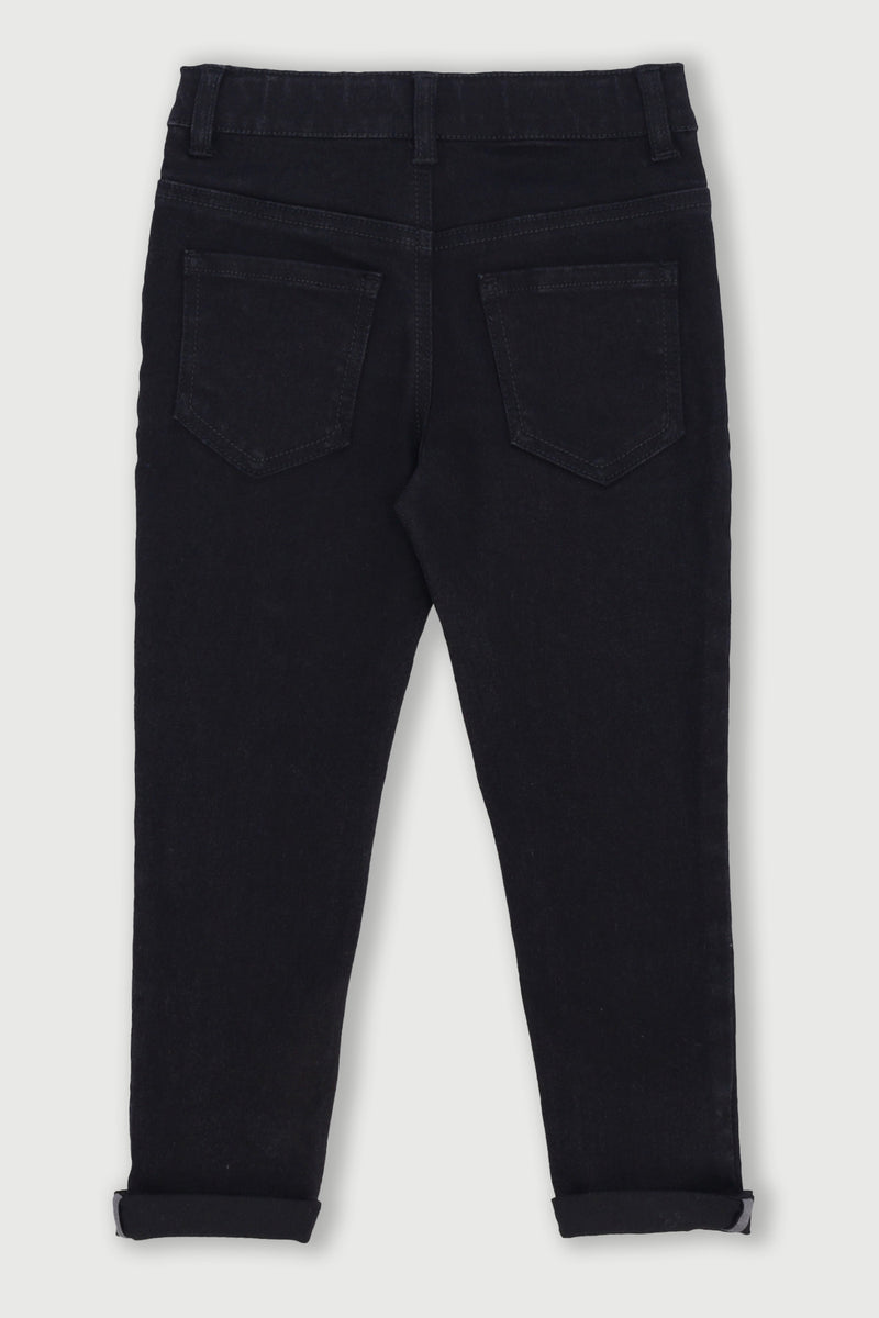 Pre-Boys Skinny Woven Badge Denim - Black
