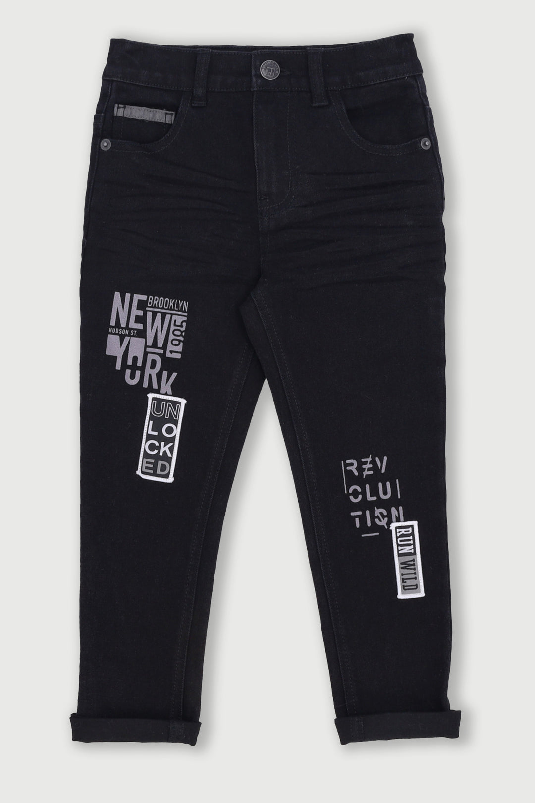 Pre-Boys Skinny Woven Badge Denim - Black