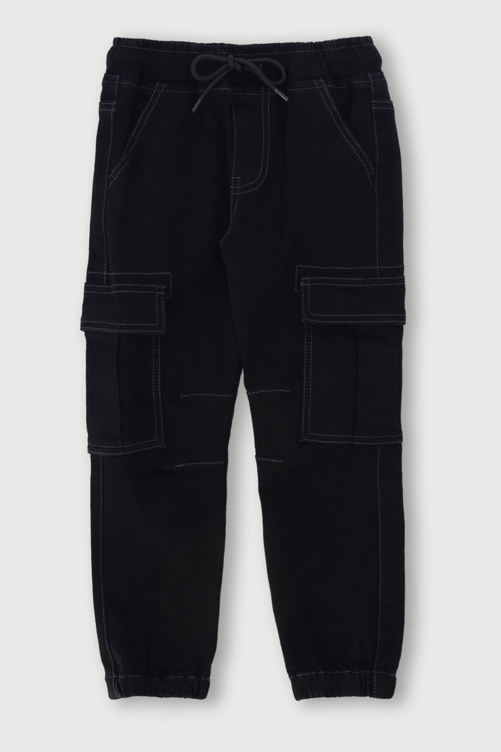 Pre-Boys Detailed Pocket Cargo Elasticated Jogger - Black