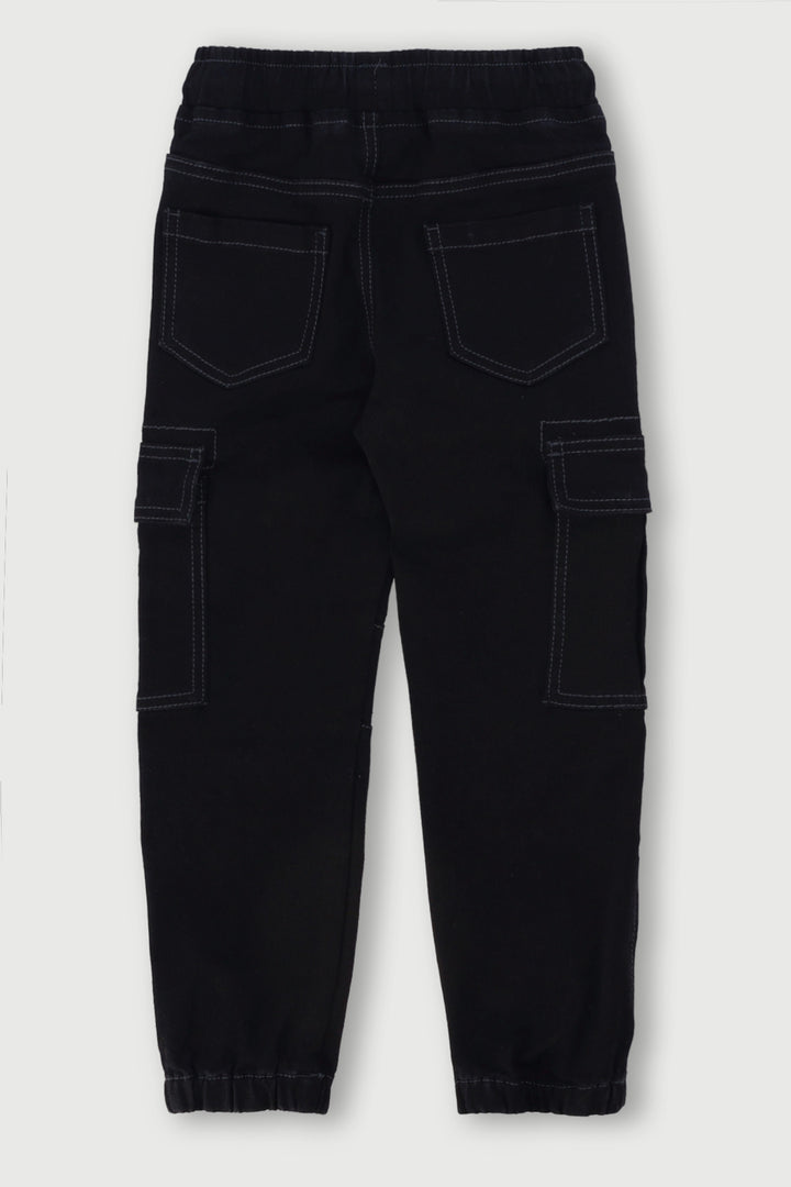 Pre-Boys Detailed Pocket Cargo Elasticated Jogger - Black