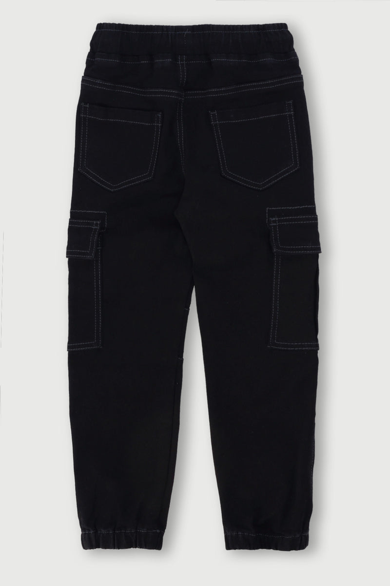 Pre-Boys Detailed Pocket Cargo Elasticated Jogger - Black