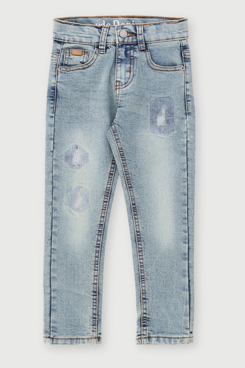 Pre-Boys Tea Wash Skinny Denim - Bleach