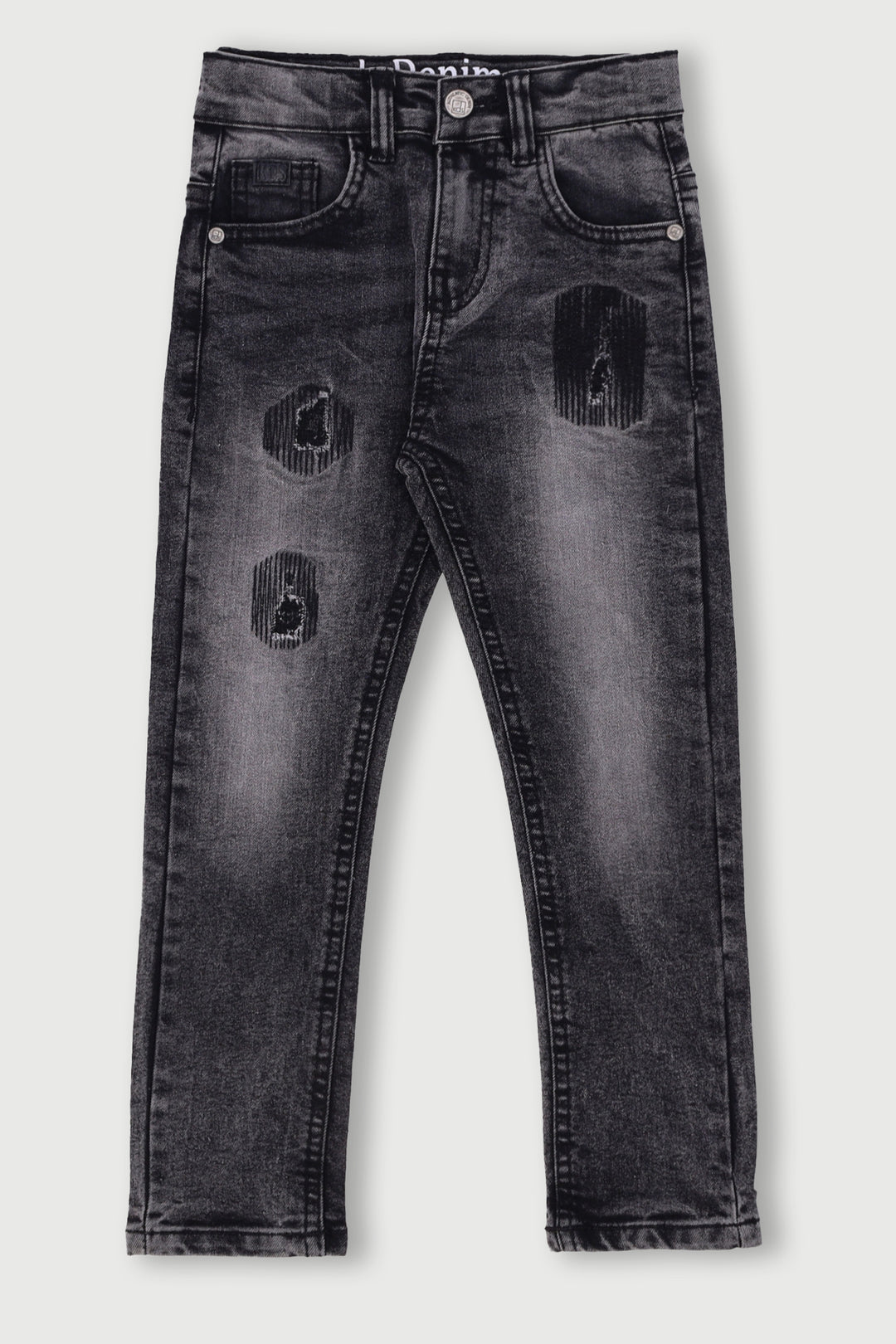 Pre-Boys Skinny Acid Wash Denim - Charcoal