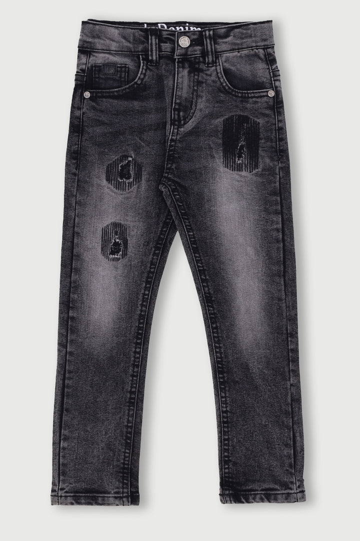 Pre-Boys Skinny Acid Wash Denim - Charcoal