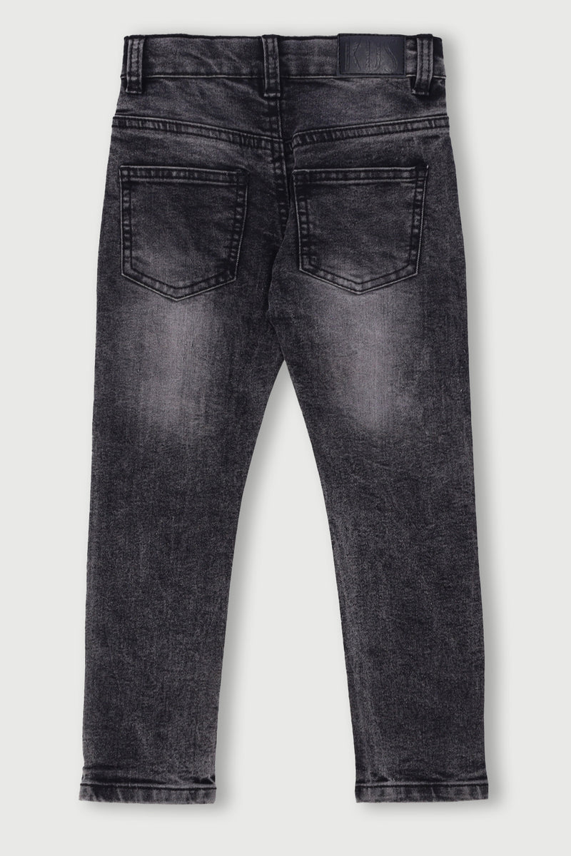 Pre-Boys Skinny Acid Wash Denim - Charcoal