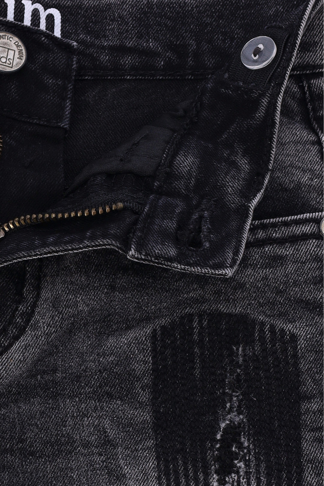 Pre-Boys Skinny Acid Wash Denim - Charcoal