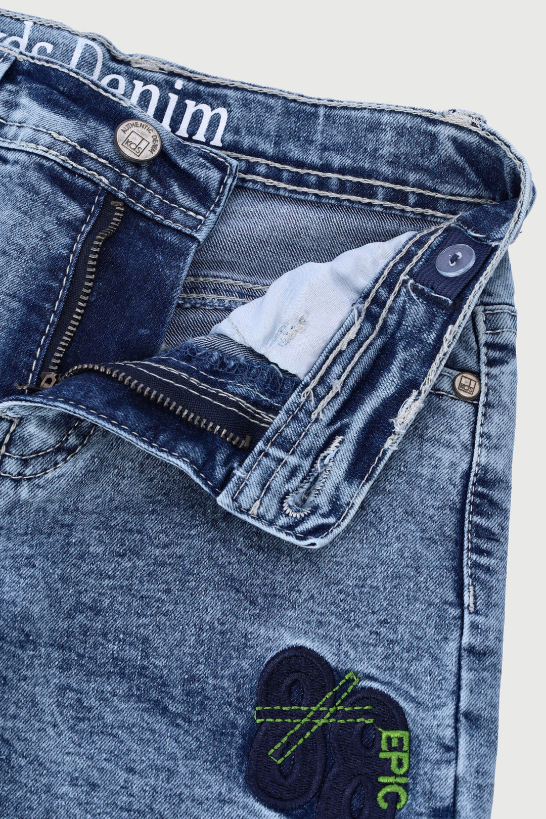 Pre-Boys Embroidered Badge Denim - Bleach