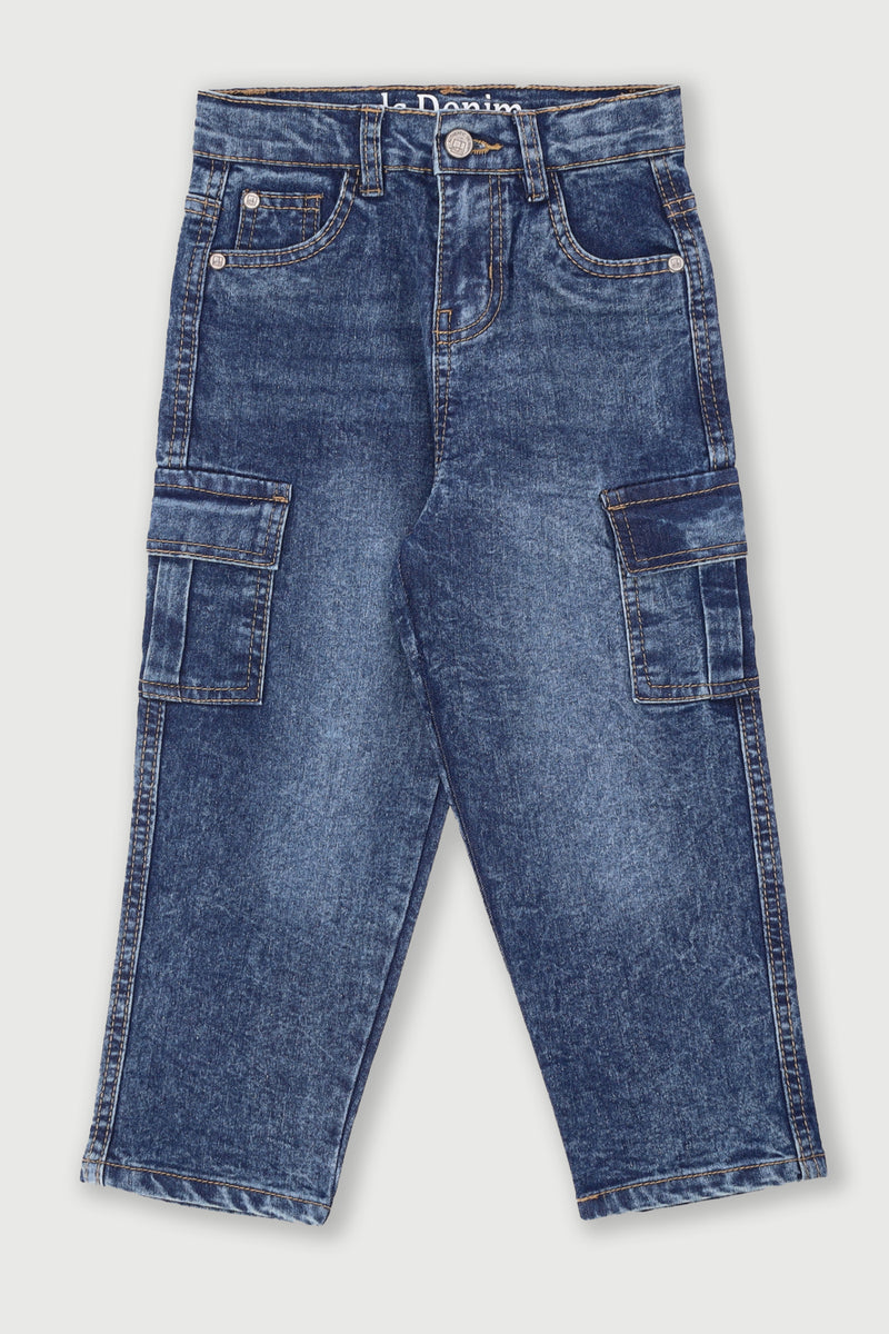 Pre-Boys Cargo Denim - Dark Blue