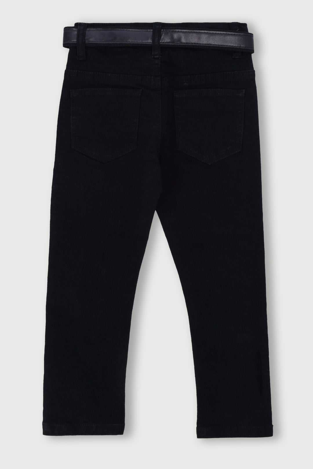 Pre-Boys Belted Crease Badge Denim - Black