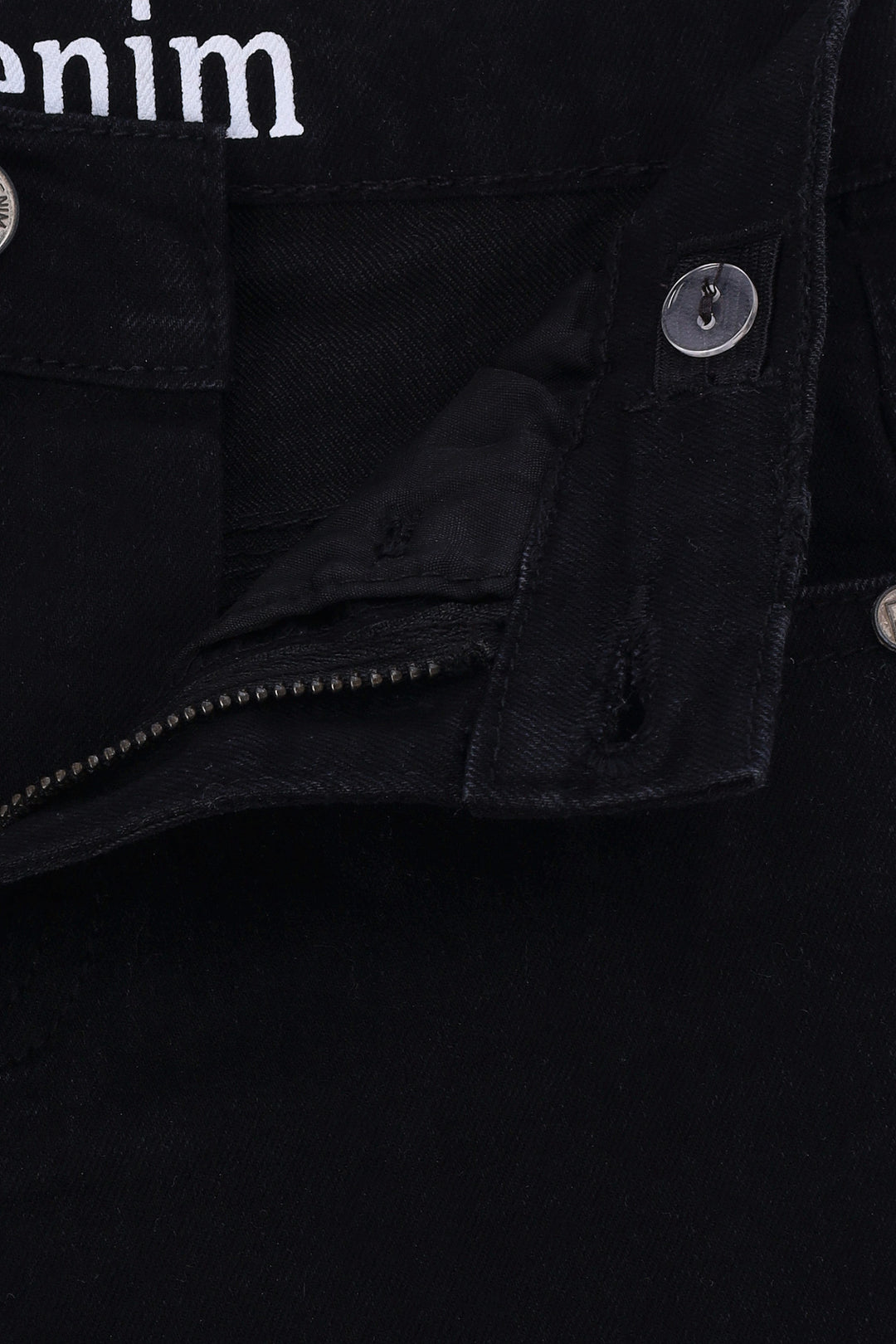 Pre-Boys Belted Crease Badge Denim - Black