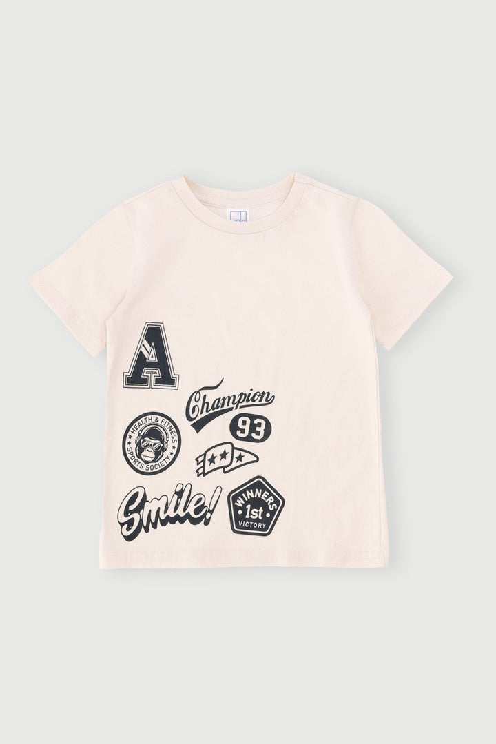Pre-Boys Short Sleeve Sports Tee - Stone
