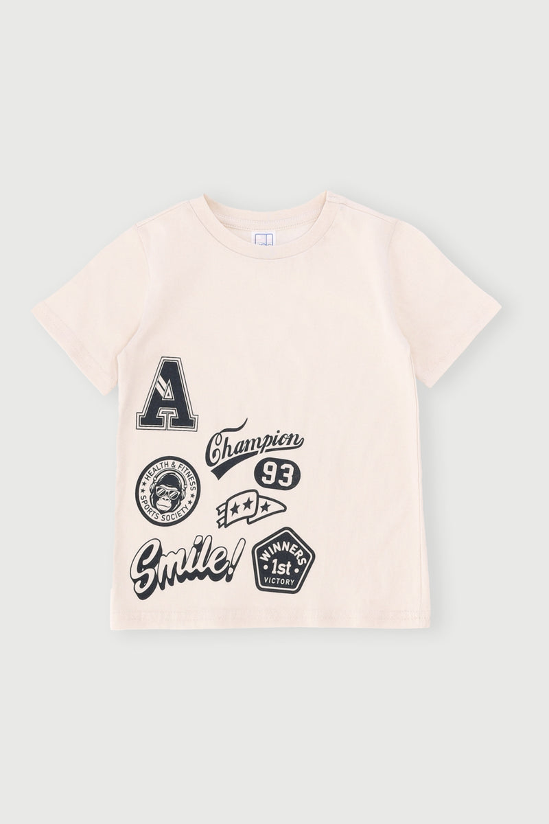 Pre-Boys Short Sleeve Sports Tee - Stone