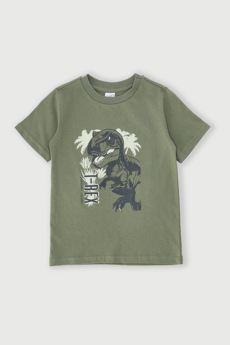 Pre-Boys Short Sleeve Dino Tee - Olive