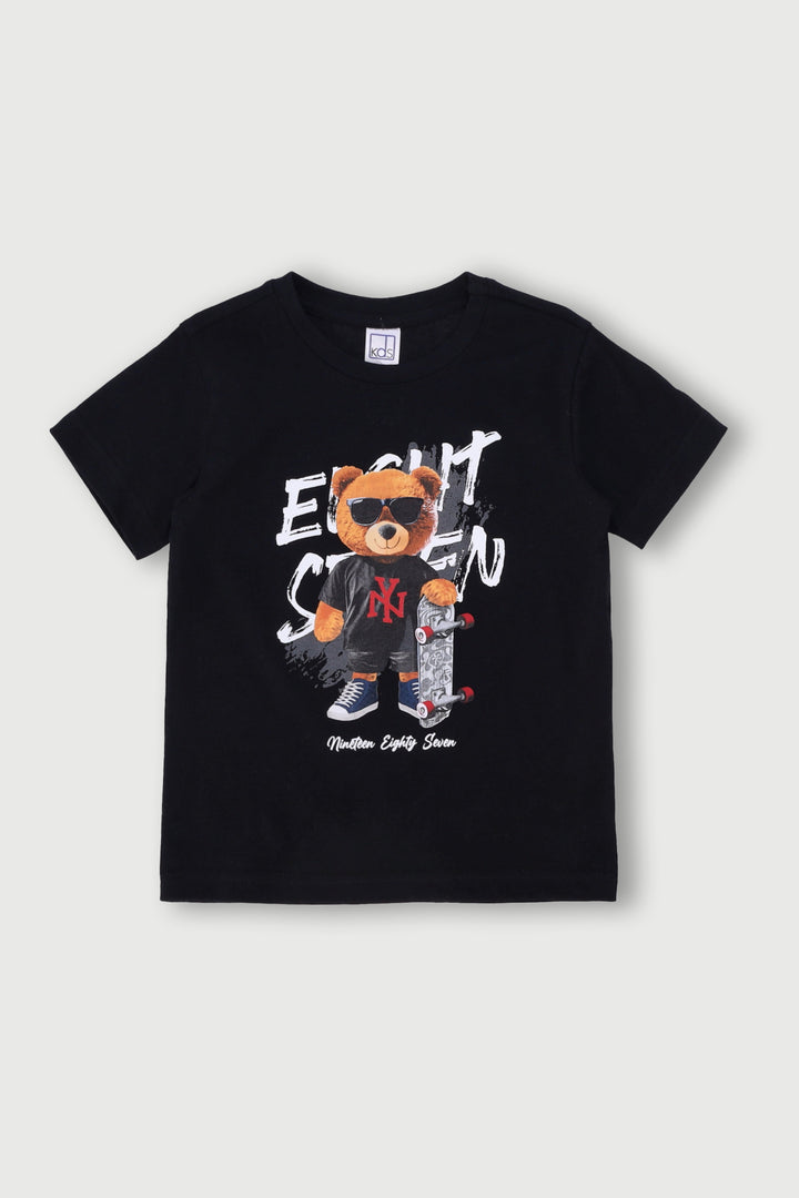 Pre-Boys Short Sleeve Teddy Tee - Black