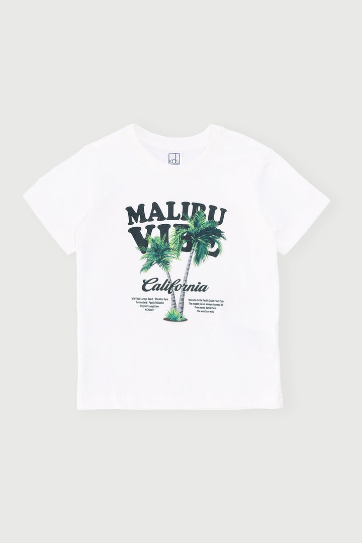 Pre-Boys Short Sleeve Palm Tee - White