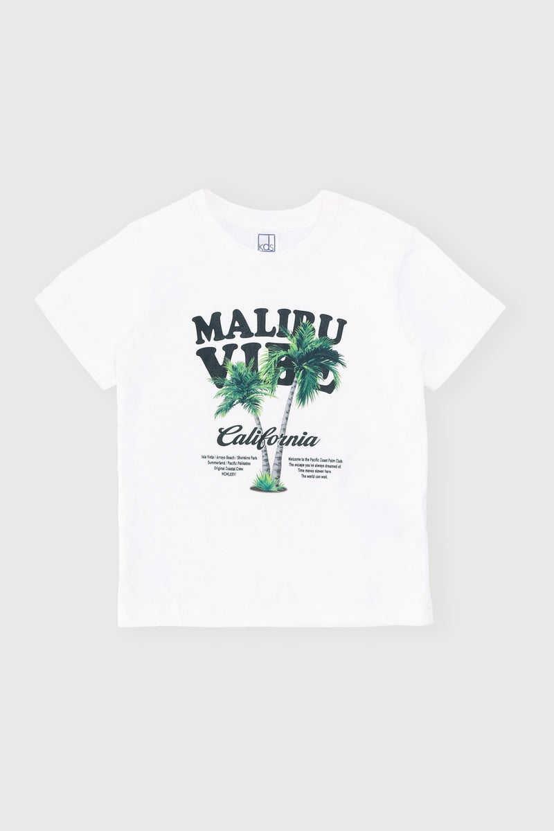 Pre-Boys Short Sleeve Palm Tee - White