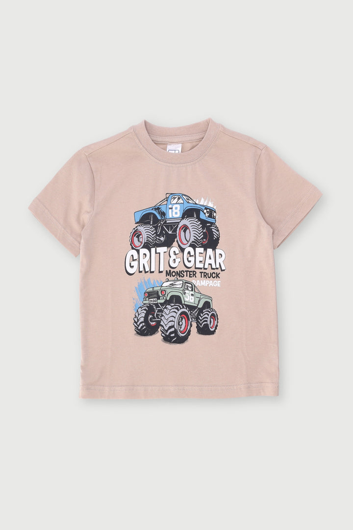 Pre-Boys Short Sleeve Car Tee - Stone