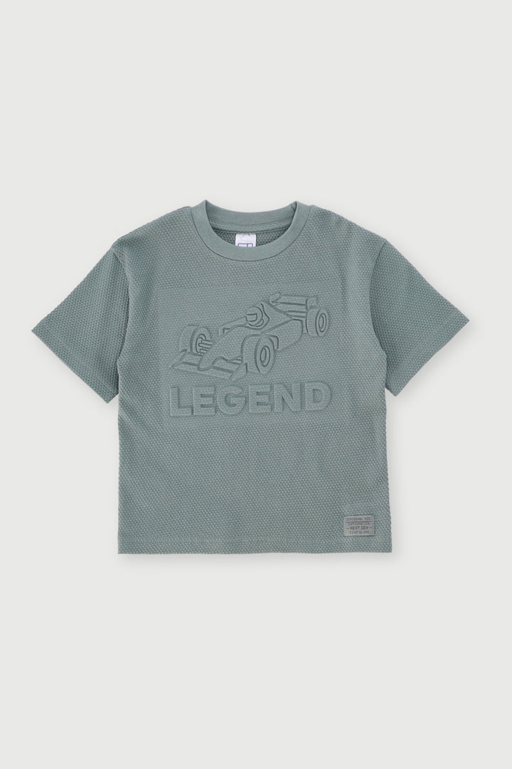 Pre-Boys Embossed Racing Tee - Sage