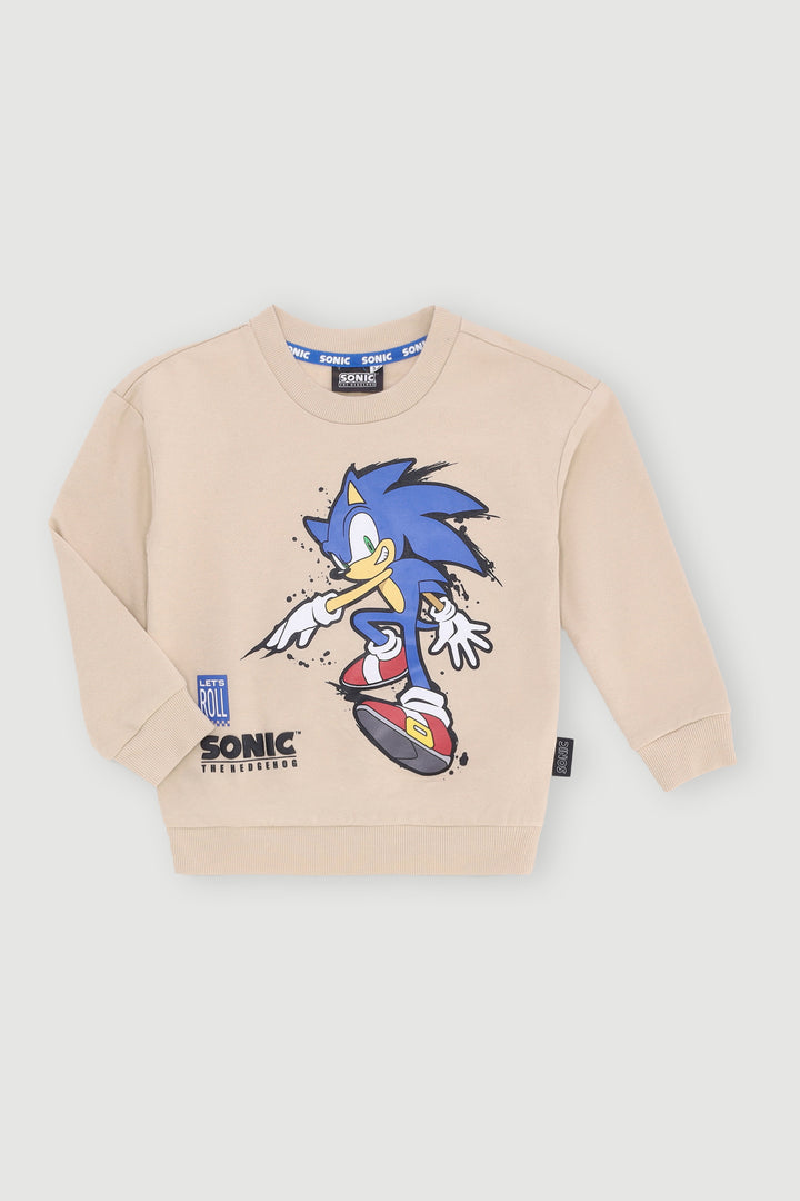 Pre-Boys Sonic Crew Top - Stone