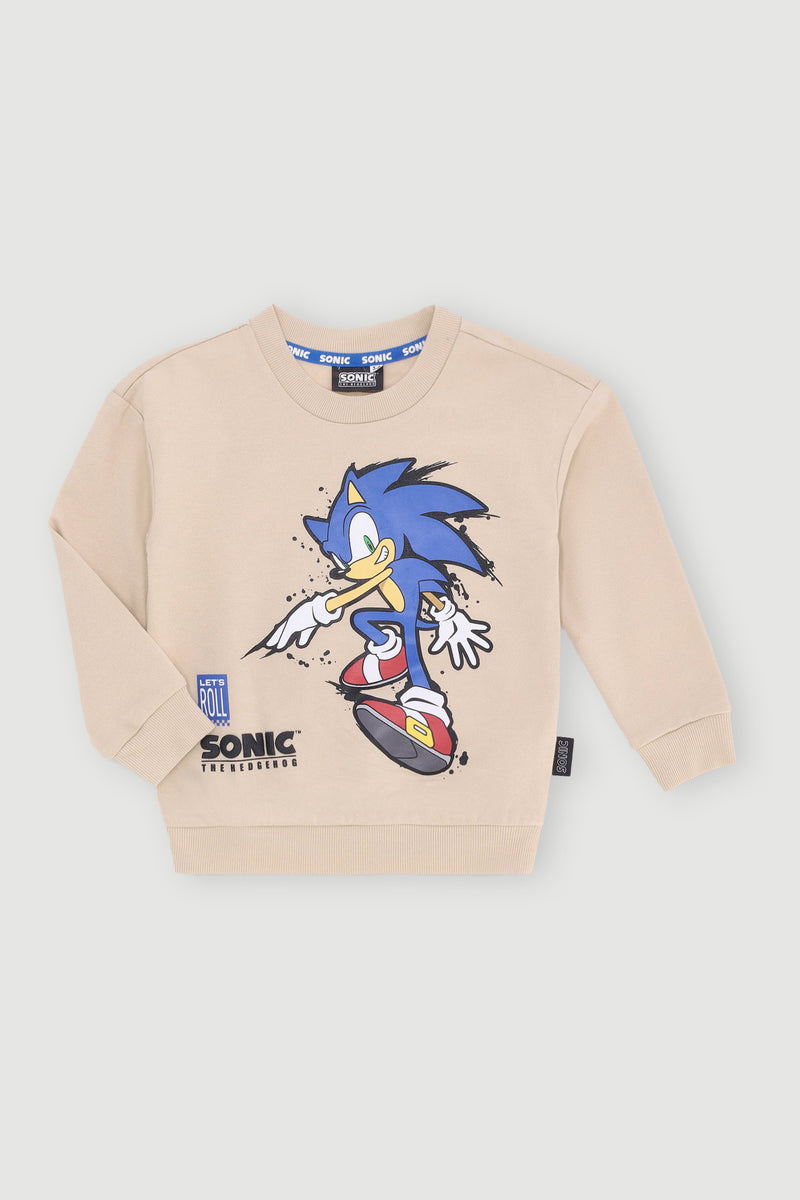 Pre-Boys Sonic Crew Top - Stone