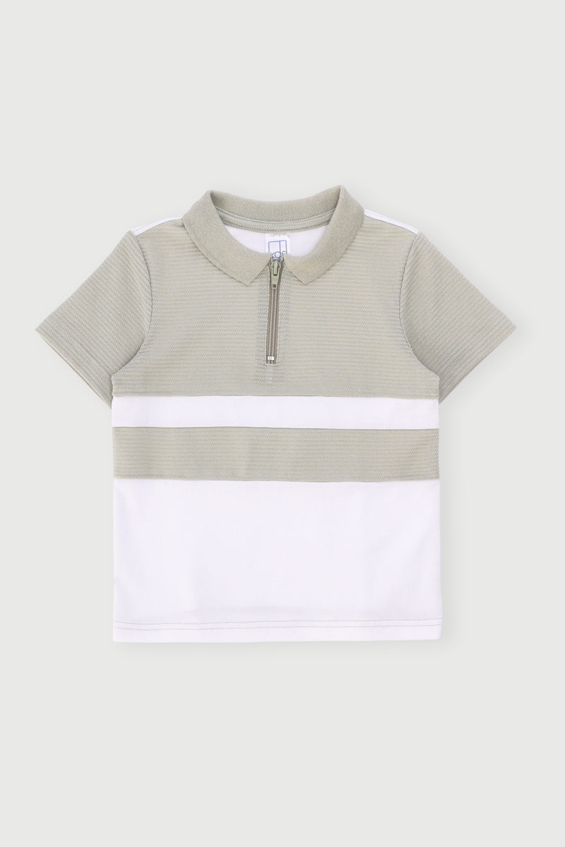 Pre-Boys Quarter Zip Texture Golfer - Multi