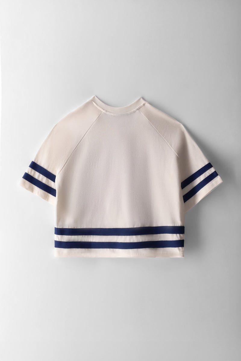 Girls Contrast Stripe Sports Jersey - Cream