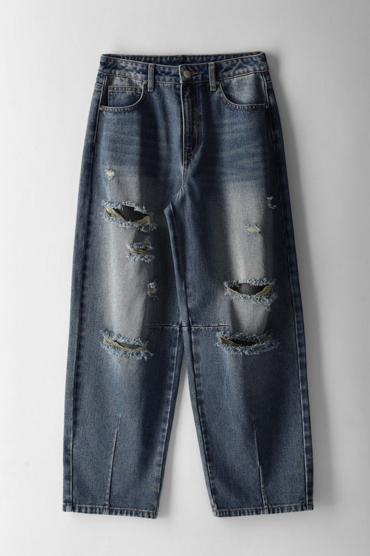 Girls Ripped Balloon Denim - Tea Stain