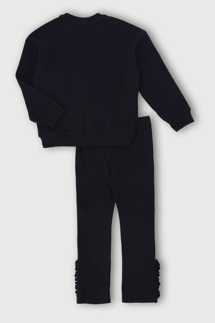 Pre-Girls Heart Fleece Legging Set - Black