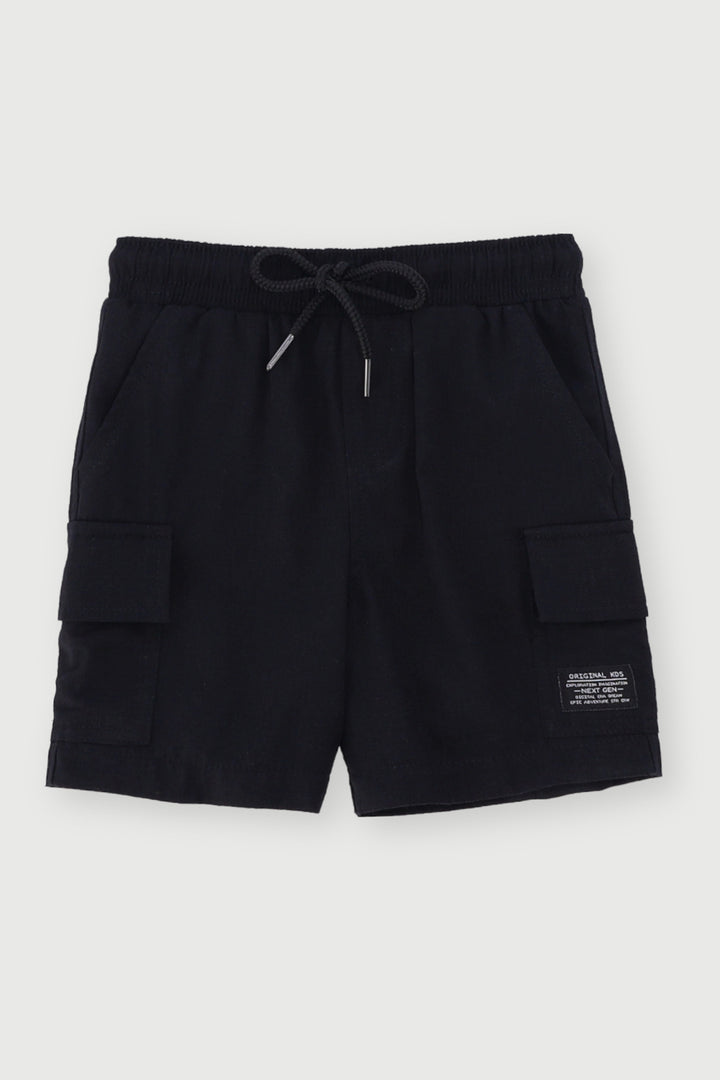 Pre-Boys Ripstop Cargo Shorts - Black
