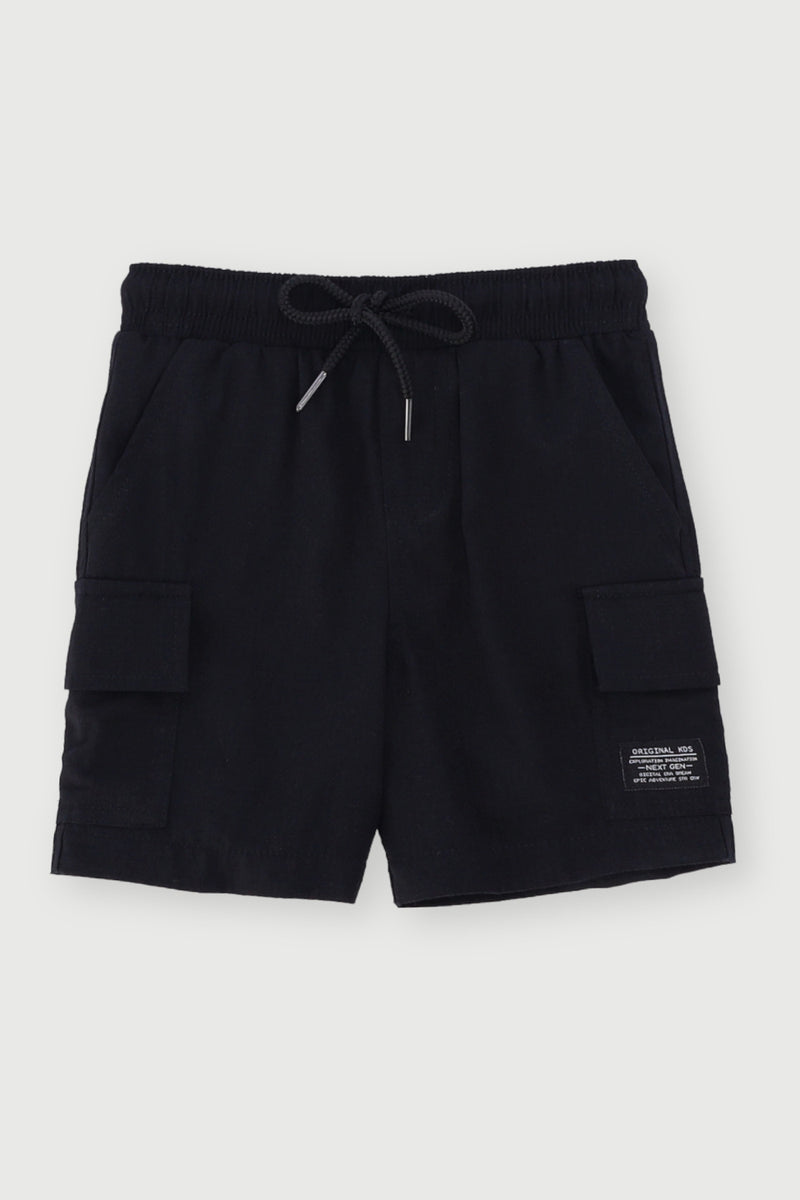 Pre-Boys Ripstop Cargo Shorts - Black