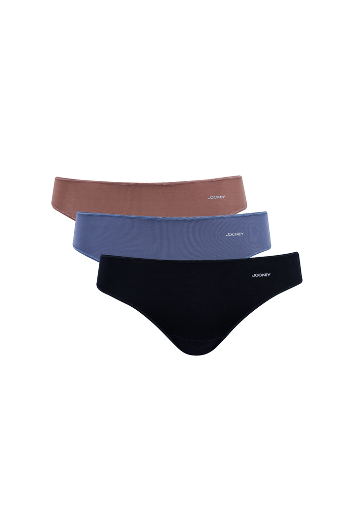 3 Pack Tonal Plain Bikini Panties - Grey/Black/Bronze