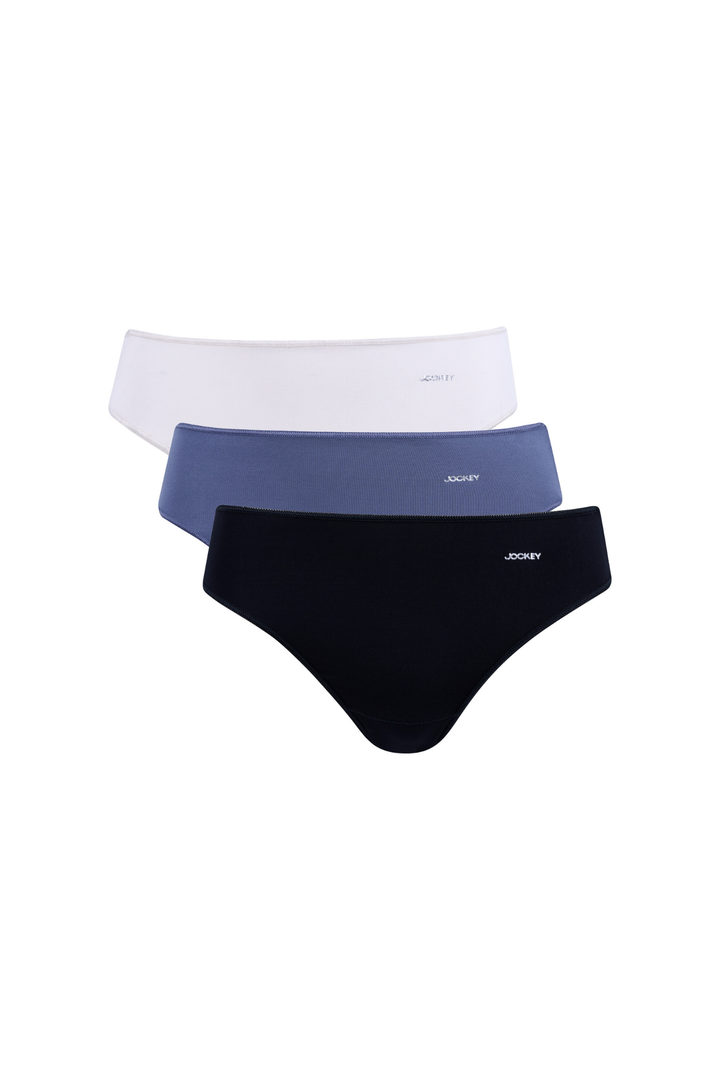 3 Pack Classic Plain Hi-Cut Panties - Oatmeal/Grey/Black