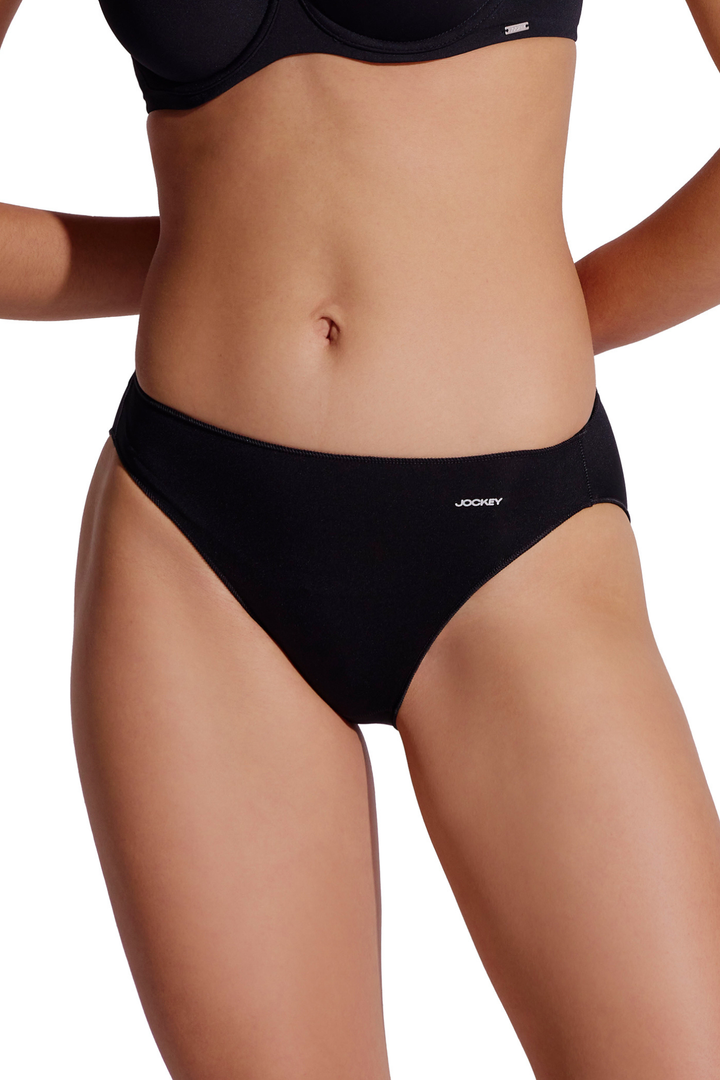 3 Pack Classic Plain Hi-Cut Panties - Oatmeal/Grey/Black