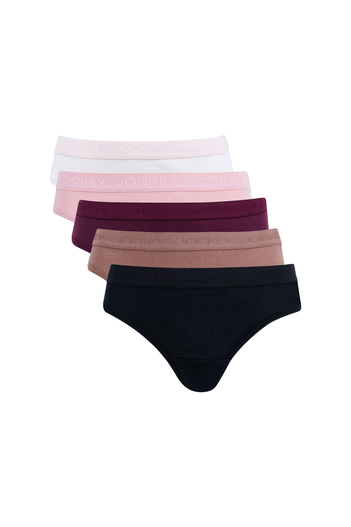 5 Pack Tonal Cotton Bikini Panties - Pink