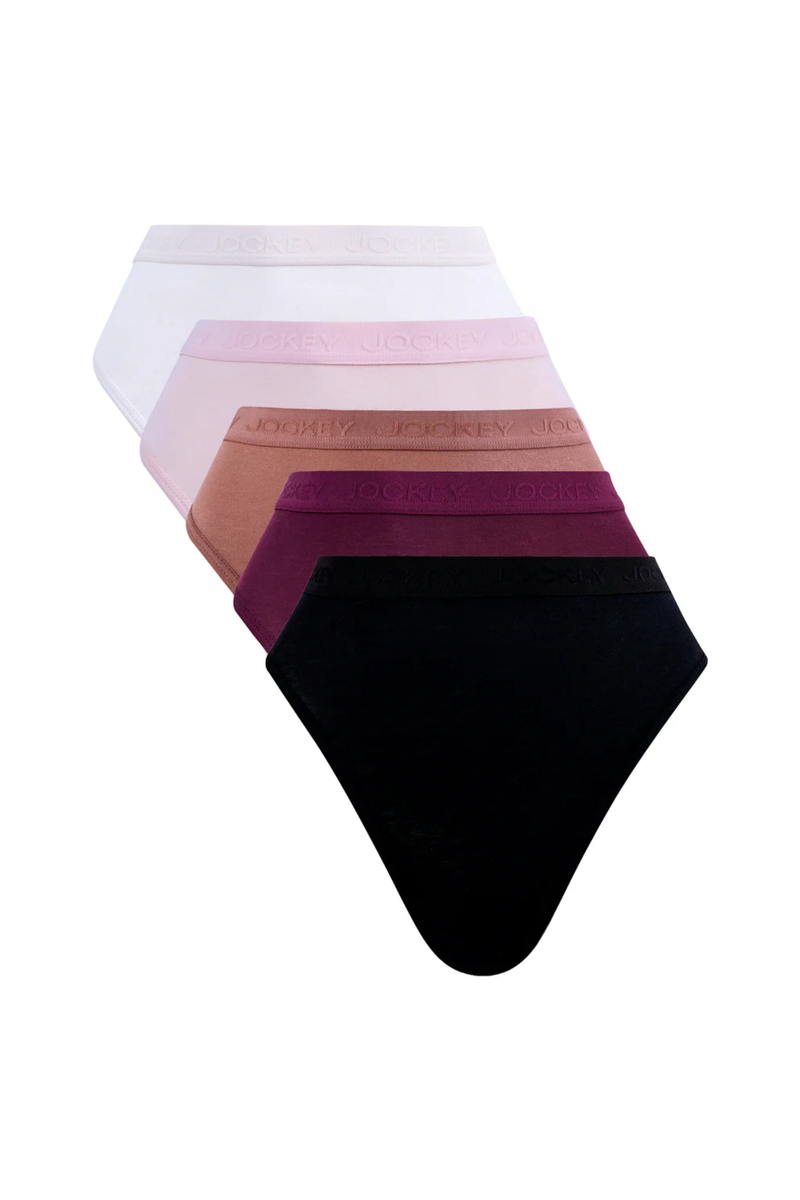 5 Pack Cotton Hi-Cut Tonal Panties - Pink