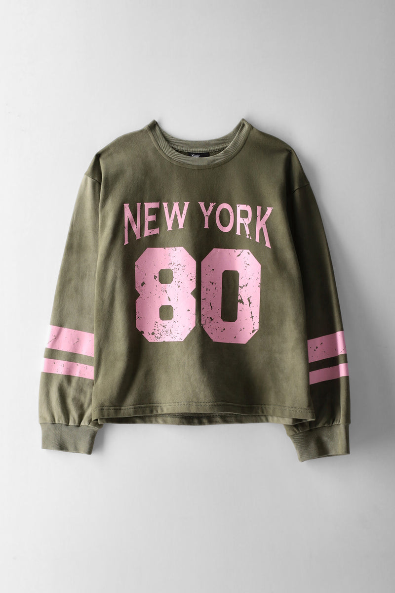 Girls Washed Sports Sweatshirt - Fatigue