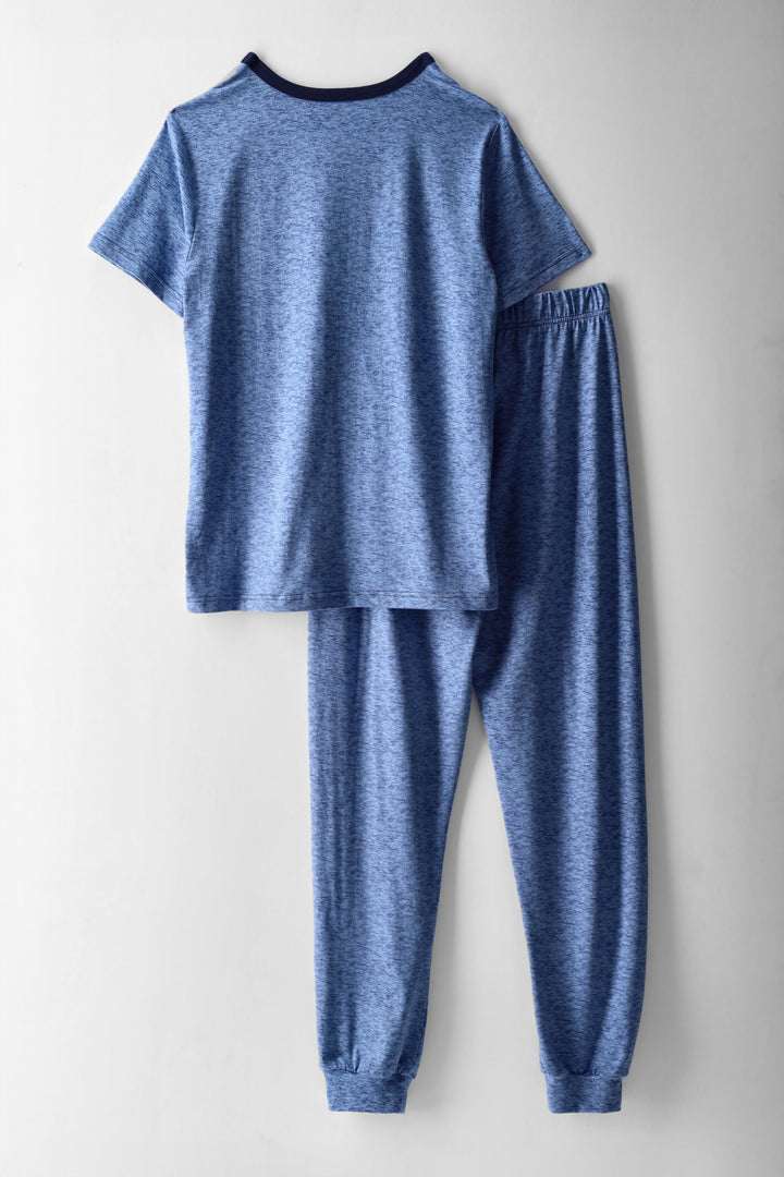 Boys Long Bottom Plain Sleep Set - Blue