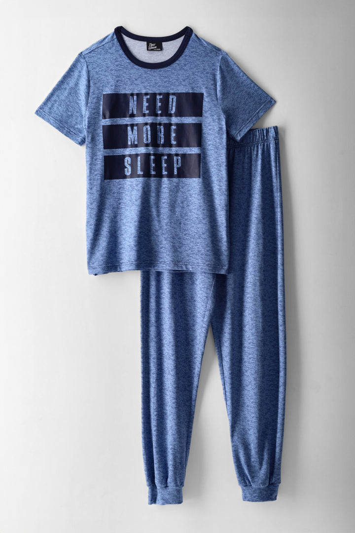 Boys Long Bottom Plain Sleep Set - Blue