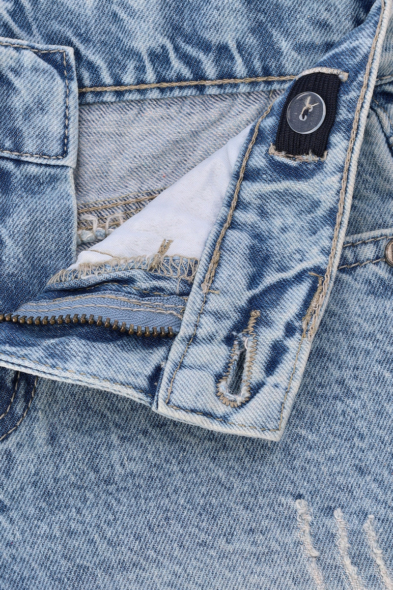 Pre-Boys Rip Denim Short- Light Blue