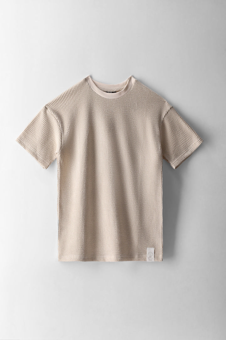 Boys Seersucker Oversized T-Shirt - Stone