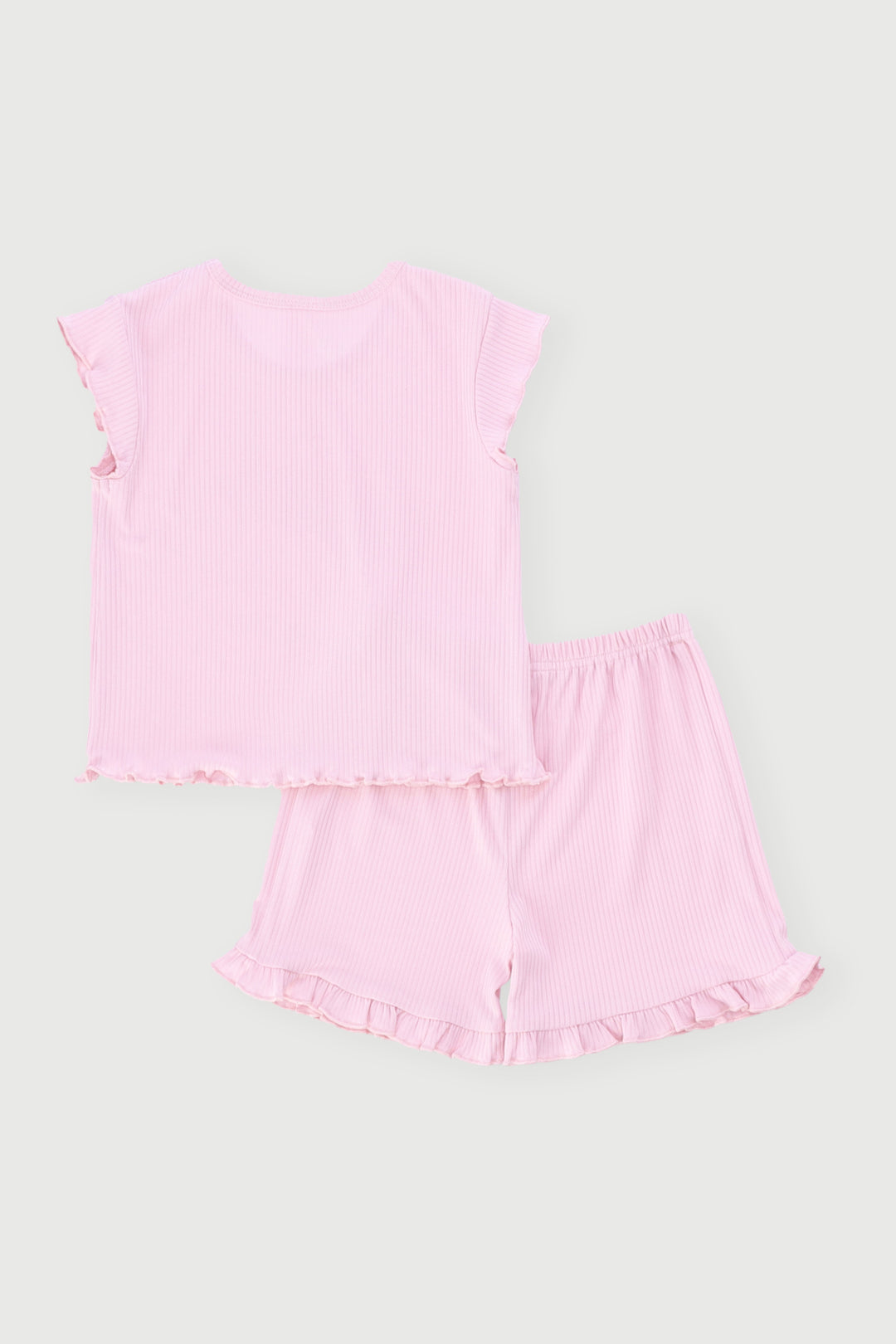 Pre-Girls Rainbow Dty Rib Sleep Set - Pink