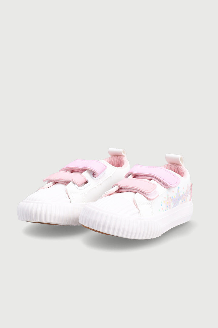 Pre-Girls Velcro Vulcanised Sneaker - White
