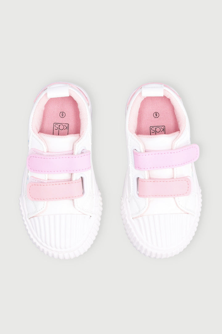 Pre-Girls Velcro Vulcanised Sneaker - White