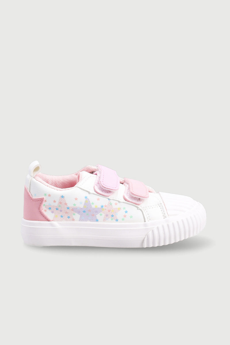 Pre-Girls Velcro Vulcanised Sneaker - White