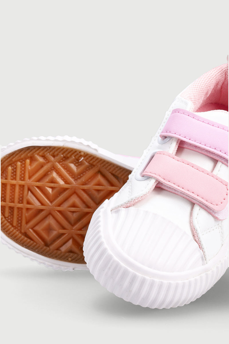 Pre-Girls Velcro Vulcanised Sneaker - White