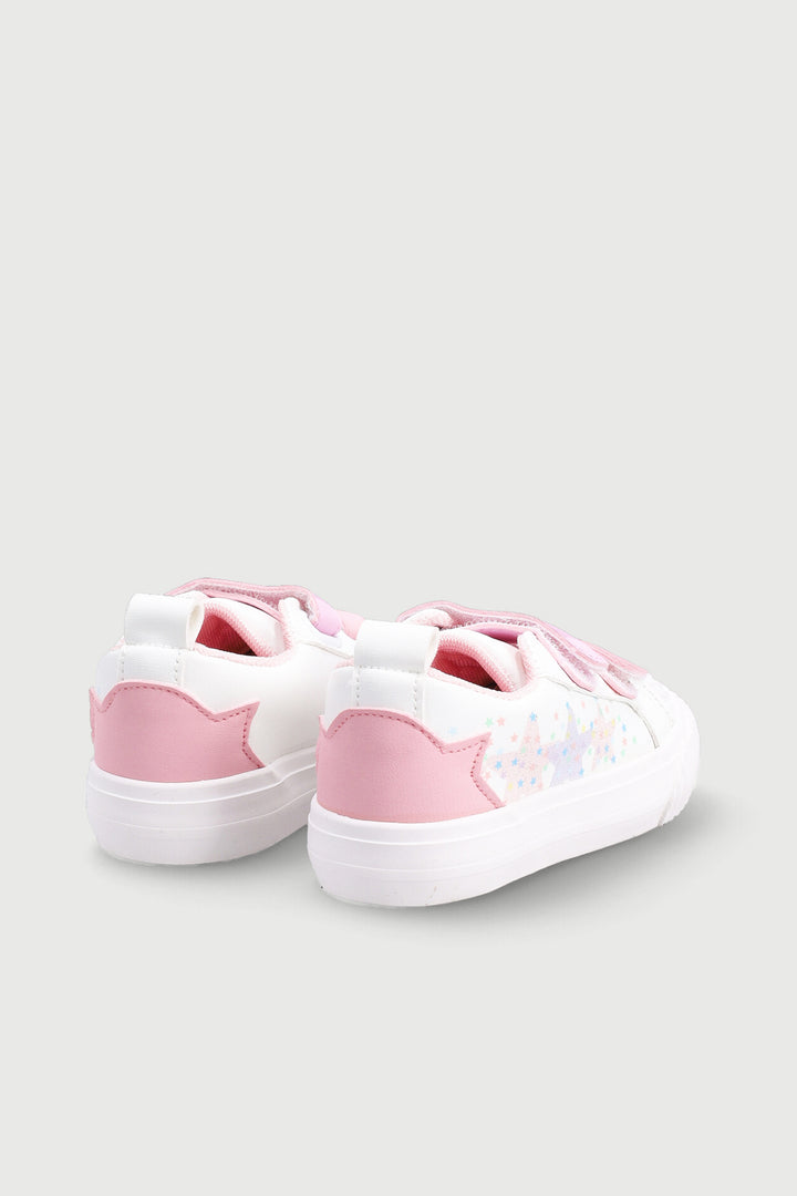 Pre-Girls Velcro Vulcanised Sneaker - White